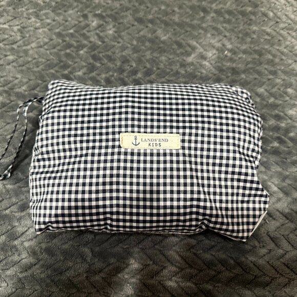 Land's End Kids Rain Coat/Jacket Black and White Gingham Size 7/8 - Picture 4 of 4